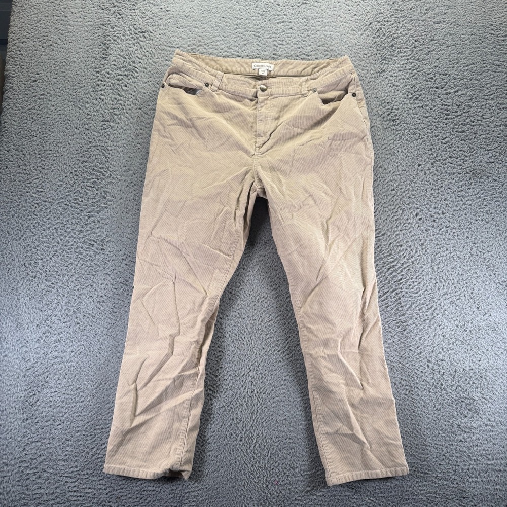 Coldwater Creek Pant Womens 16P Beige Cotton Corduroy Chino Straight Stretch